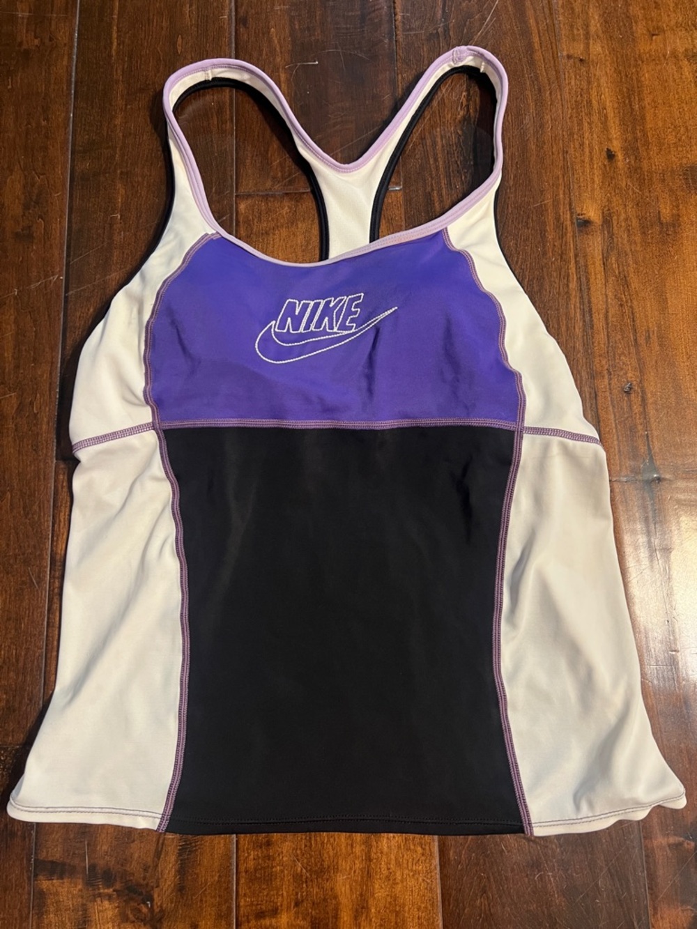 Nike Tank Top Built In Bra Purple Black Athletic Size 10